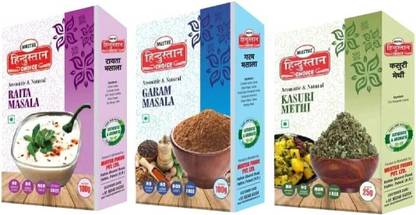 Mustus Hindustan choice Masala Combo Pack – Raita Masala, Garam Masala & Kasuri Methi (3-in-1 Set)