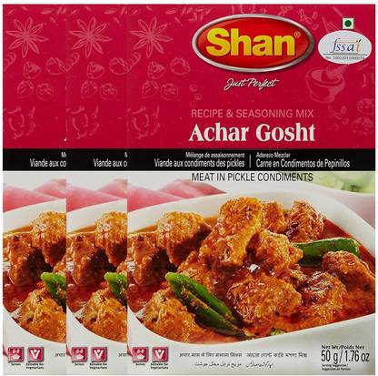SHAN Ready Seasoning Achar Gosht Masala 50 g - Pack of 3