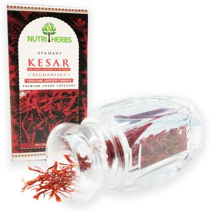 Nutriherbs Afghani Kesar - 1gm (Premium A+ Grade Saffron Threads, Highest Quality Saffron)