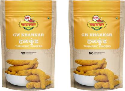 GW Khamkar Halkund/ Haldi Whole/ Turmeric Finger/Turmeric Stick| Aakha Halad 1Kg, Pack of 2
