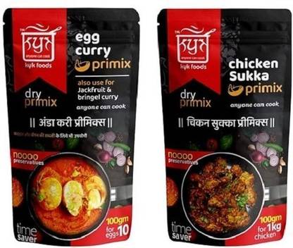 KYK FOODS Cooking Masala Combo Set of (Egg Curry Premix, Chicken Sukka Premix)