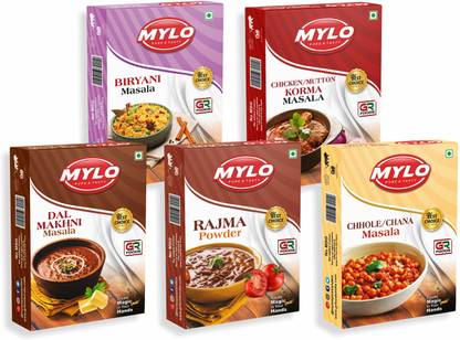 MYLO Tasty Rajma, Chole Chana, Dal Makhani, Korma, Biryani Masala Powder Combo Pack