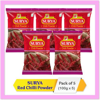 Surya Chilli / Mirchi Powder 100g; Pack of 5 (100g x 5)