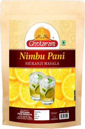 GHOTARAM Nimbu Sharbat-e-Khass Nimbu Pani / Lemonade Lemon Shikanji Masala-190Gx1Pk