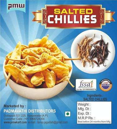 PMW Curd Chillies - Mor Milagai - Buttermilk Chillies - Andhra Style -250 Grams(BV)