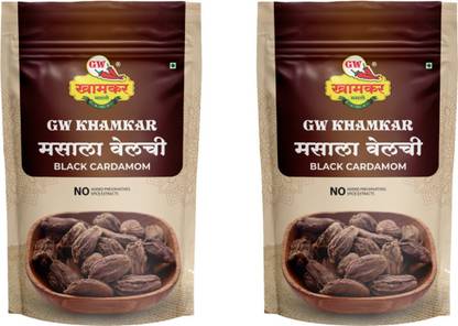 GW Khamkar Masala Velchi/ Badi Elaichi/ Black Cardamom, 200 grams, Pack of 2(100g each)