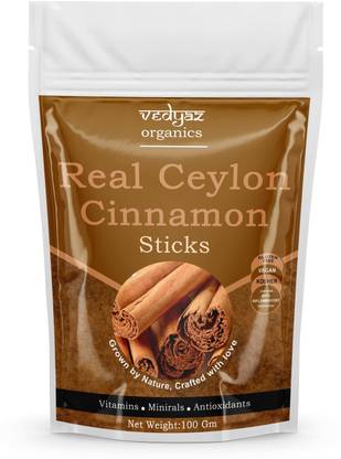 Vedyaz Organic Real Ceylon Cinnamon Stick - 100% Organic Dalchini Sticks/Pure & Authentic