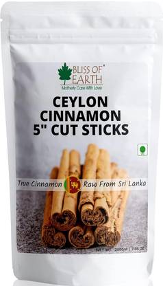 Bliss of Earth Ceylon Cinnamon 200gm (Dalchini) Cut Sticks True Cinnamon Raw From Sri Lanka