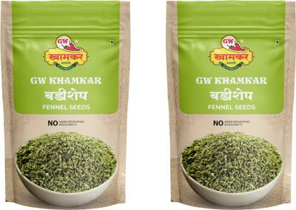 GW Khamkar Badishep/ Saunf Whole/ Fennel Seeds/ Variyari/ Variyali Whole 1 Kg, Pack of 2