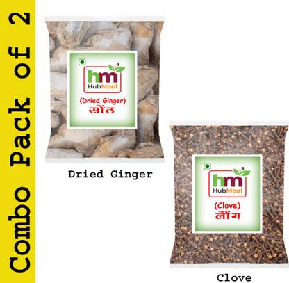 Hubmeal Whole Spices Combo Pack of 2 |Dried Ginger & Laung 25gm Each Packet|