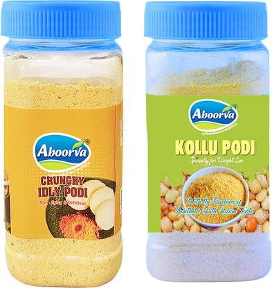 ABOORVA Idly Podi Combo (Crunchy Idly Podi,Kollu Idly Podi) Pack Of 2