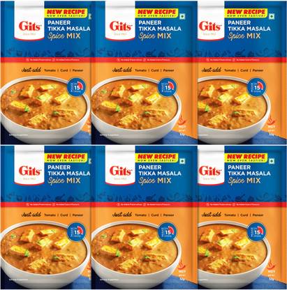 Gits Ready to Cook Spice Mix Paneer Tikka Masala ,(Pack of 6 X 50g Each)
