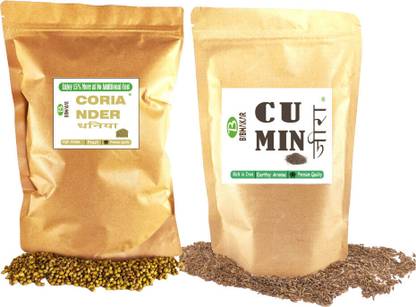 Bibhakar Whole Coriander Seeds (Dhaniya) and Cumin Seeds(Sabut Jeera) Combo Pack