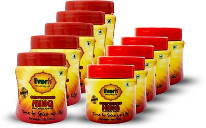 Everin Compounded Asafoetida Hing Powder Combo 10gm and 25gm Pack of 5 each