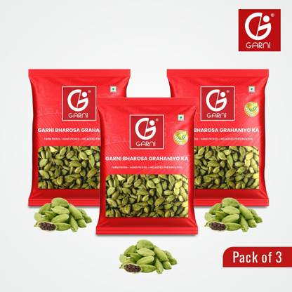 GARNI Whole Green Cardamom | Hari Elachi | 6-7mm | Fresh & Fragrant | (50 g)