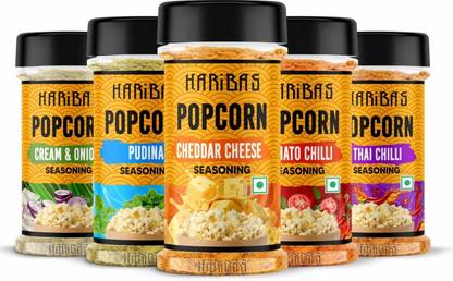 HARIBAS Pack of 5 Popcorn Seasoning Powder 50gm each 5 Flavour