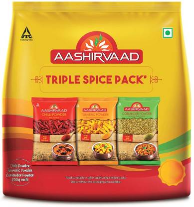 Aashirvaad Spices Combo (Chilli, 200gm Turmeric, 200gm Coriander, 200gm)