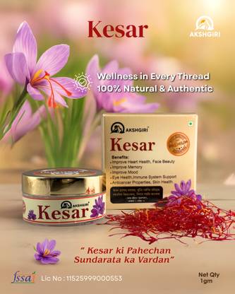 akshgiri 100% Natural Himalayan Saffron Threads A++ Grade, Lab-Tested | Pure Herbal Kesar