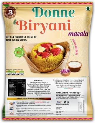 Brew Lab Donne Biryani | Rich in Flavour & No Artificial Additives | Rich & Intense Taste