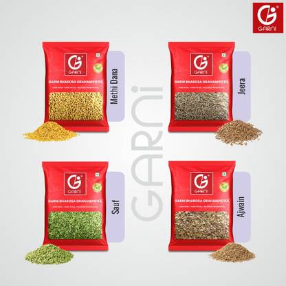 GARNI Combo | Jeera Ajwain Sauf Methi | Raw Seeds for Weight Loss & Detox