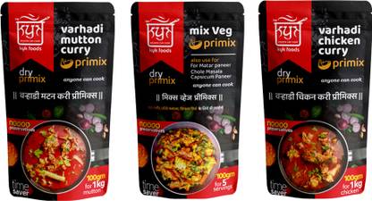 KYK FOODS Varhadi Mutton Curry Premix,Mix veg Premix,Varhadi Chicken Curry Premix