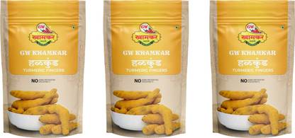 GW Khamkar Halkund/ Haldi Whole/ Turmeric Finger/Turmeric Stick| Aakha Halad 1Kg, Pack of 3