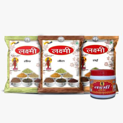 LAXMI Combo of Jeera 200 Gm, Rai 200 Gm, Sauf 500 Gm, Hing 50 Gm (Pack of Four) Spices