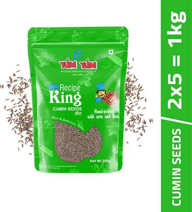 YUM YUM Recipe King, Sabut Jeera (Cumin Seeds) 1kg (Pack of 5-200g Each) -