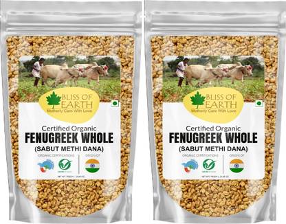 Bliss of Earth 2X700GM Certified Organic Fenugreek Seed Whole, Sabut Methi Dana