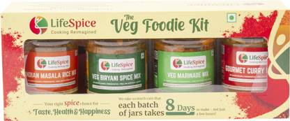Lifespice Veg Foodie Kit -4 Bottles -75g each | Pack of 4 Ready to cook spice Mixes