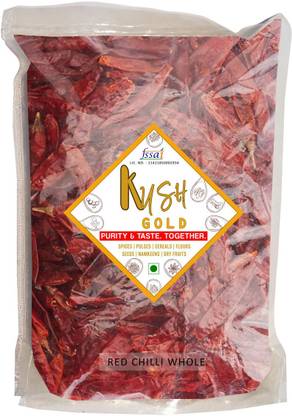Kush Gold Mirchi (Stemless) / Dried Red Chilli Whole / Sabut Lal Mirch