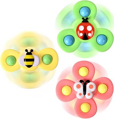 DUWOL 3 Pcs Spinner Bath Toys for Kids Toy for Baby Suction Stick to Car Window Table