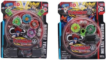 Authfort Clash Tornado Speed Top Metal Fusion Handle Launcher Beyblade set of 4 Pcs Stadium & 2 Pcs Stadium set of 2 Pieces (Multicolor)