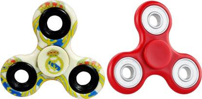 PREMSONS Fidget Spinner 608 Four Bearing Ultra Speed Tri-Spinner Hand Spin Toy, White/Black with Fidget Spinner, White/Blue