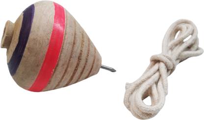 Jiyansh Traders 1 Piece Wooden Lattu Spinner Toy _ Wooden Round Spinning Top With Thread