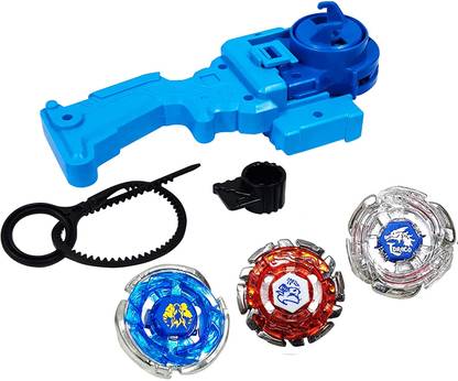 Toys N Smile Bey Blade 4 D Metal Fusion Fury Toy (Pack of 3 Bey blade) with Handle Launcher