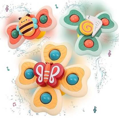 CrazyBuy Baby Products Bath Toys 3 PCS Suction Cup Spinner Toy for Baby Toddlers