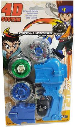FLYmart Metal BeyBlade Dragoon Galaxy Twin Twister With Handle Launcher 3 Blades for Kid