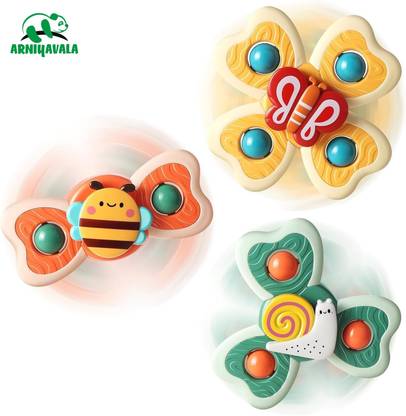 ARNIYAVALA 3PCS Suction Cup Spinner Toys for 1 Year Old Boy Girl|Spinning Tops Bath Toys