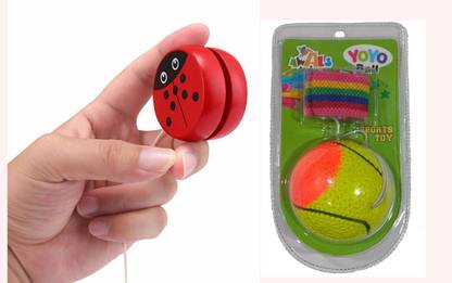 Revcoz Wooden Smooth Spin Animal Printed Yo-Yo Toy and yoy Ball ( Pack of 2)