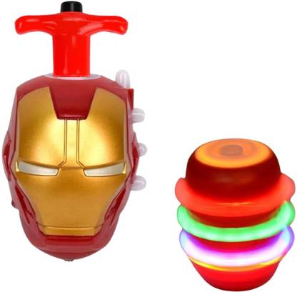 TRU TOYS Colorful Rotating Spinning Top Gyro Spinner Toy with Light Music, 1 Pack Ironman