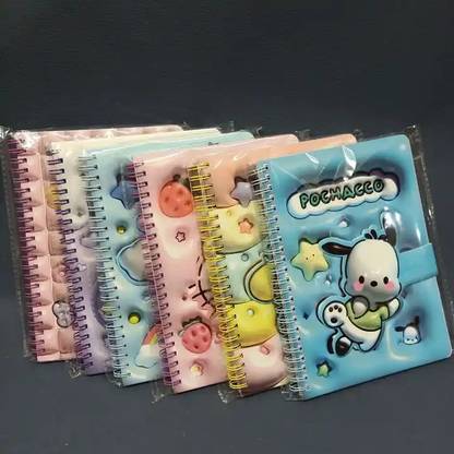 Zinnia 3D Printed Cover Single Line Notebook, Spiral Writing Notebooks Manual Ring Binder