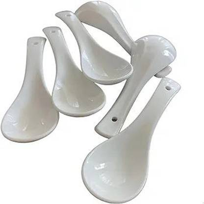 Sarsawal Ceramic Spoons White for multipurpose Ceramic Soup Spoon Set