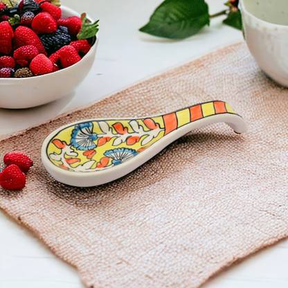 RAFOLEEN Ceramic Spoon Rest Large Yellow Pack of 1 Disposable Ceramic Serving Spoon