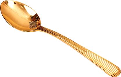 IndianArtVilla Lining Design Brass Desert Spoon Brass Dessert Spoon