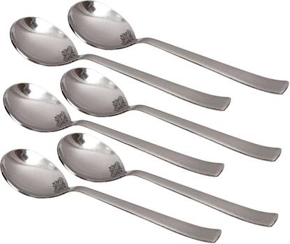 INDIAN ART VILLA Steel Matt Finish Soup Spoon - 18.28 cms Steel Serving Spoon Set