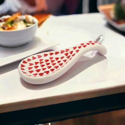 RAFOLEEN Ceramic Spoon Rest Large Red Pack of 1 Disposable Ceramic Serving Spoon