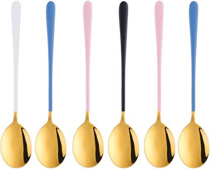 TRIFECTA Korean Soup Spoons Stainless Steel Long Handle Tablespoon Stainless Steel Table Spoon Set