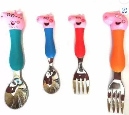 RIGHT SEARCH Peppa Pig Spoon & Fork Set Stainless Steel Serving Spoon Set