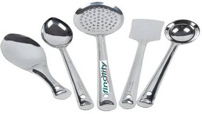 finality Stainless Steel Serving Spoons for Kitchen Set for Dining with 5 Different pcs Disposable Stainless Steel Serving Spoon Set